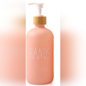 Pink Soap/lLotion Dispenser Glass 16.8 Oz